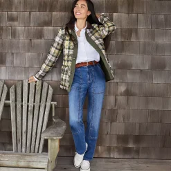Women's Soft Denim High Rise Rail Straight Leg Utility Jeans
