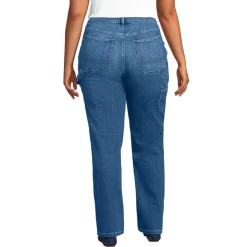 Women's Soft Denim High Rise Rail Straight Leg Utility Jeans