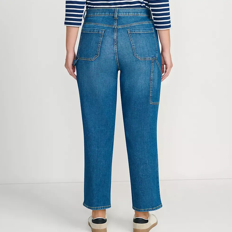 Women's Soft Denim High Rise Utility Cargo Ankle Jeans