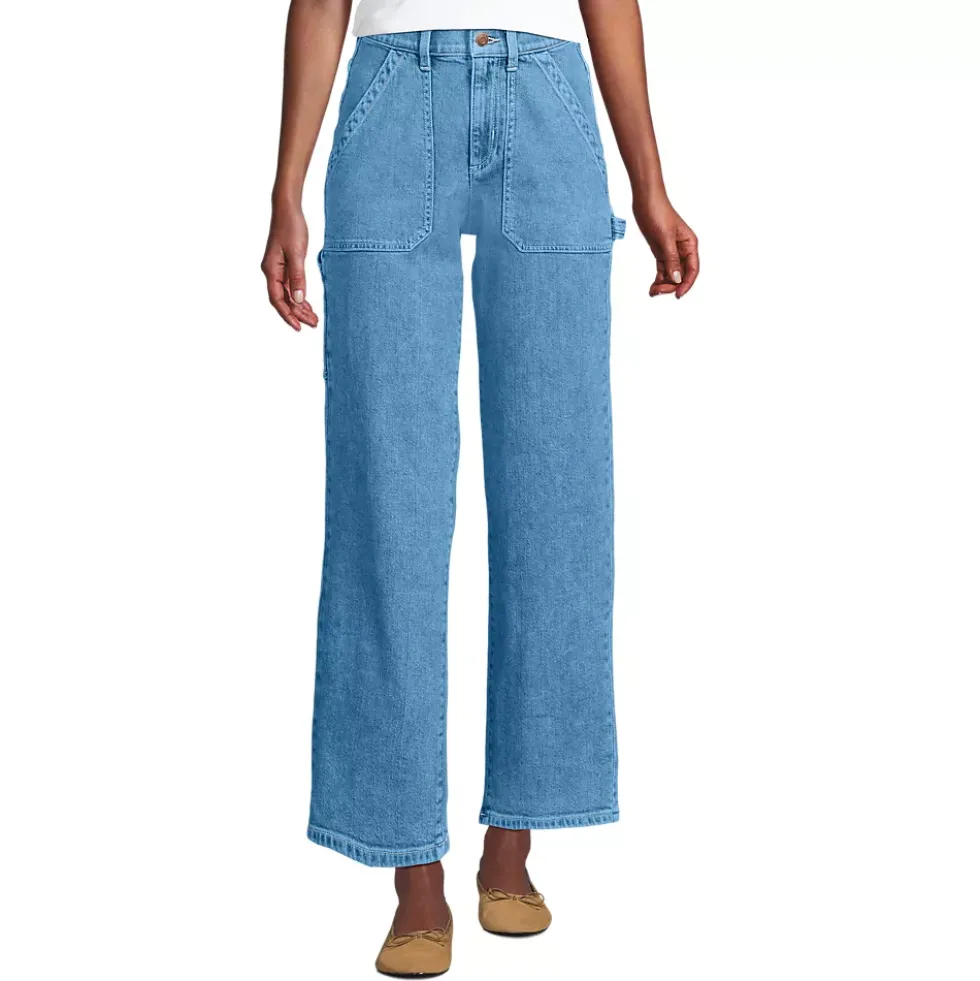 Women's Soft Denim High Rise Utility Cargo Ankle Jeans