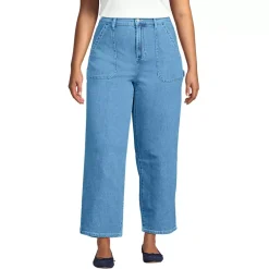 Women's Soft Denim High Rise Utility Cargo Ankle Jeans
