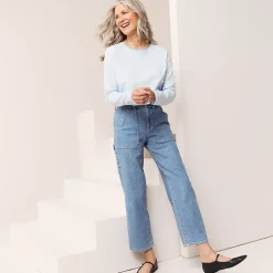 Women's Soft Denim High Rise Utility Cargo Ankle Jeans