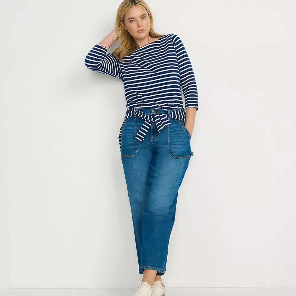 Women's Soft Denim High Rise Utility Cargo Ankle Jeans