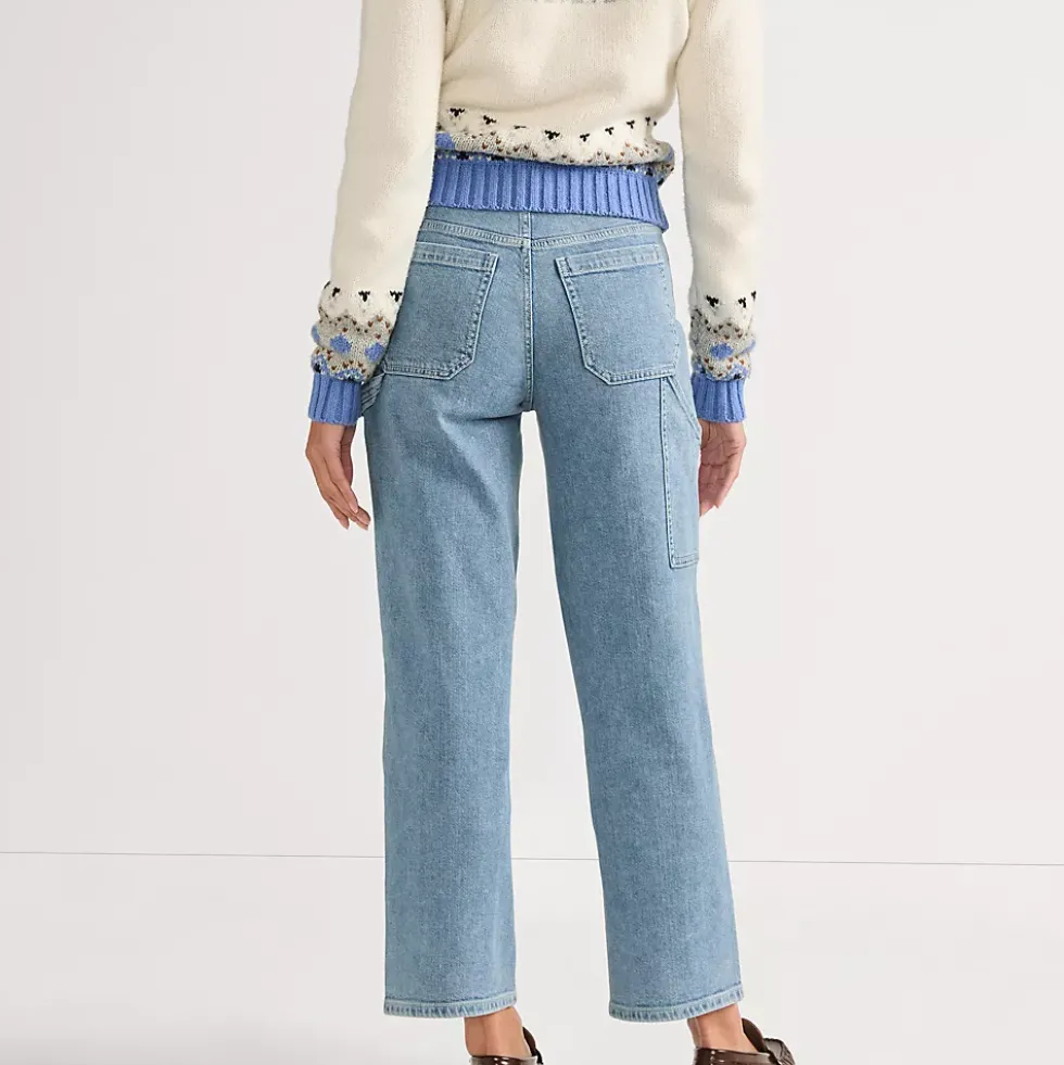 Women's Soft Denim High Rise Utility Cargo Ankle Jeans