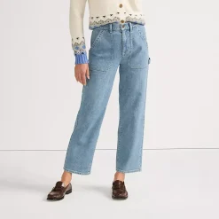 Women's Soft Denim High Rise Utility Cargo Ankle Jeans