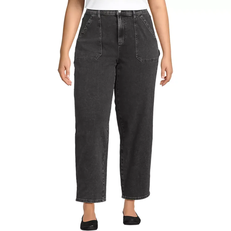 Women's Soft Denim High Rise Utility Cargo Ankle Jeans