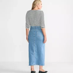 Women's Soft Denim Maxi Skirt