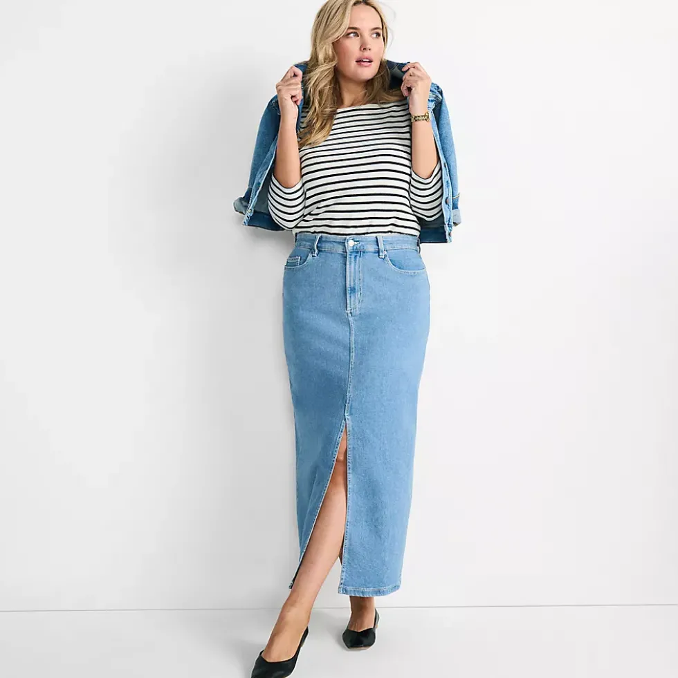 Women's Soft Denim Maxi Skirt