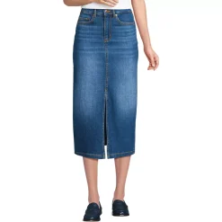 Women's Soft Denim Midi Column Skirt