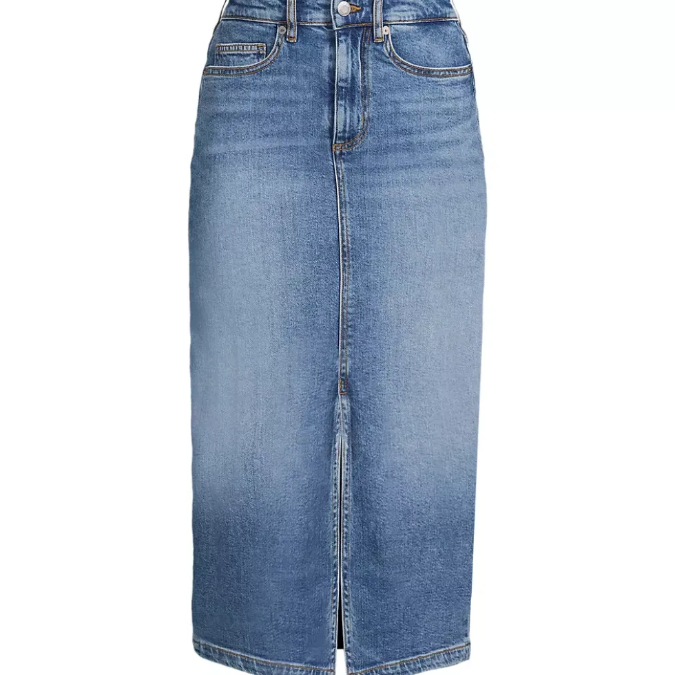 Women's Soft Denim Midi Column Skirt