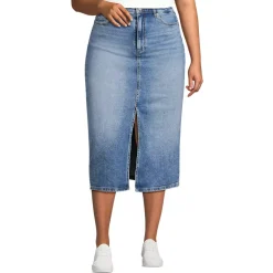Women's Soft Denim Midi Column Skirt