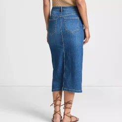 Women's Soft Denim Midi Column Skirt