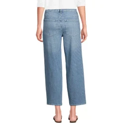 Women's Soft Denim Mid Rise Relaxed Straight Crop Jeans