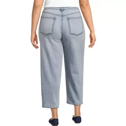 Women's Soft Denim Mid Rise Relaxed Straight Crop Jeans