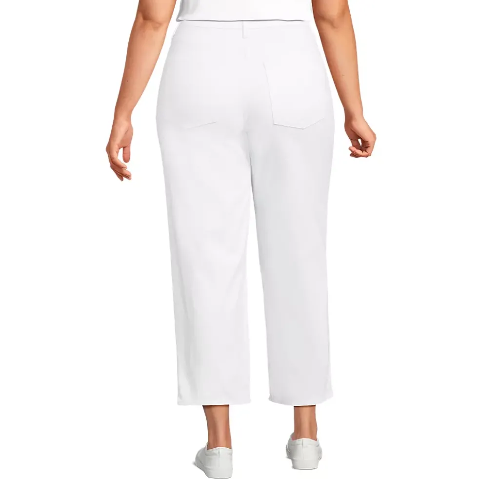 Women's Soft Denim Mid Rise Relaxed Straight Crop Jeans