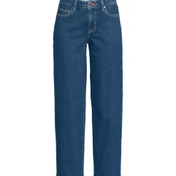Women's Soft Denim Mid Rise Relaxed Straight Crop Jeans