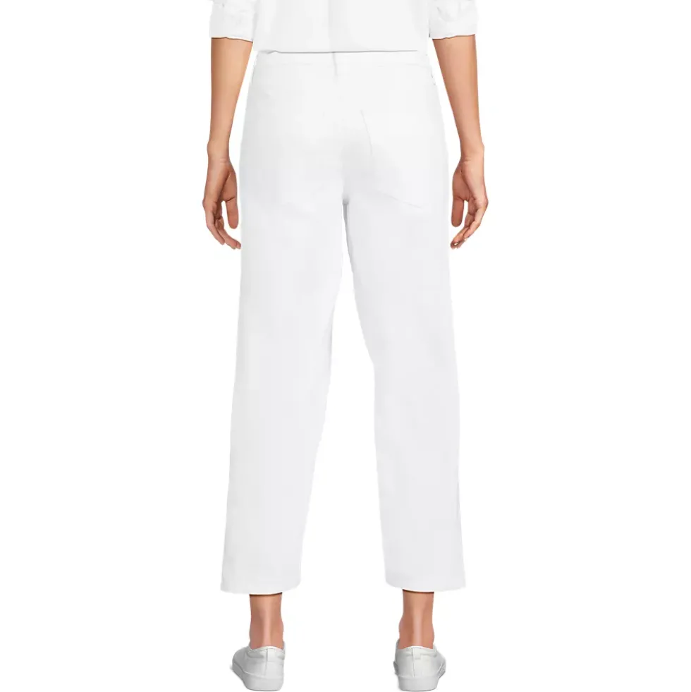 Women's Soft Denim Mid Rise Relaxed Straight Crop Jeans