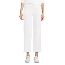 Women's Soft Denim Mid Rise Relaxed Straight Crop Jeans
