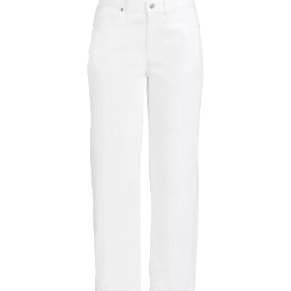Women's Soft Denim Mid Rise Relaxed Straight Crop Jeans