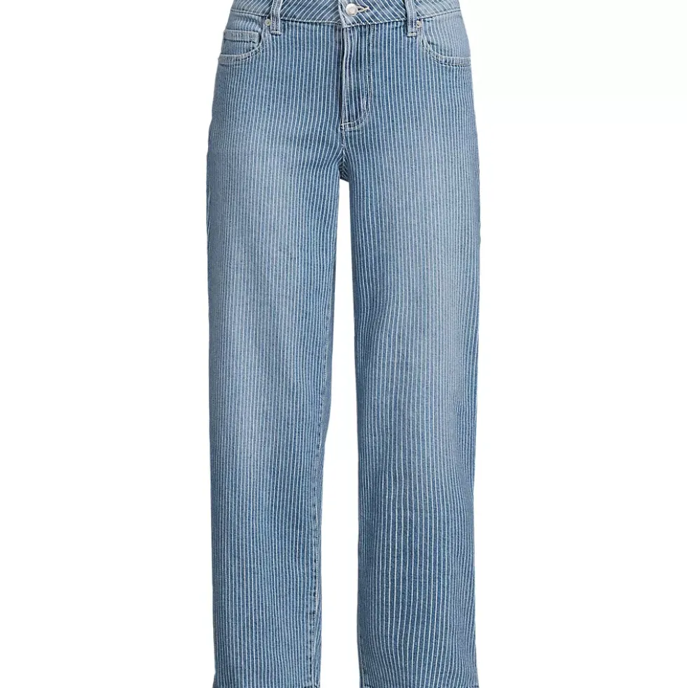 Women's Soft Denim Mid Rise Relaxed Straight Crop Jeans