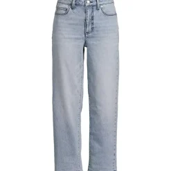 Women's Soft Denim Mid Rise Relaxed Straight Crop Jeans