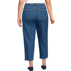 Women's Soft Denim Mid Rise Relaxed Straight Crop Jeans