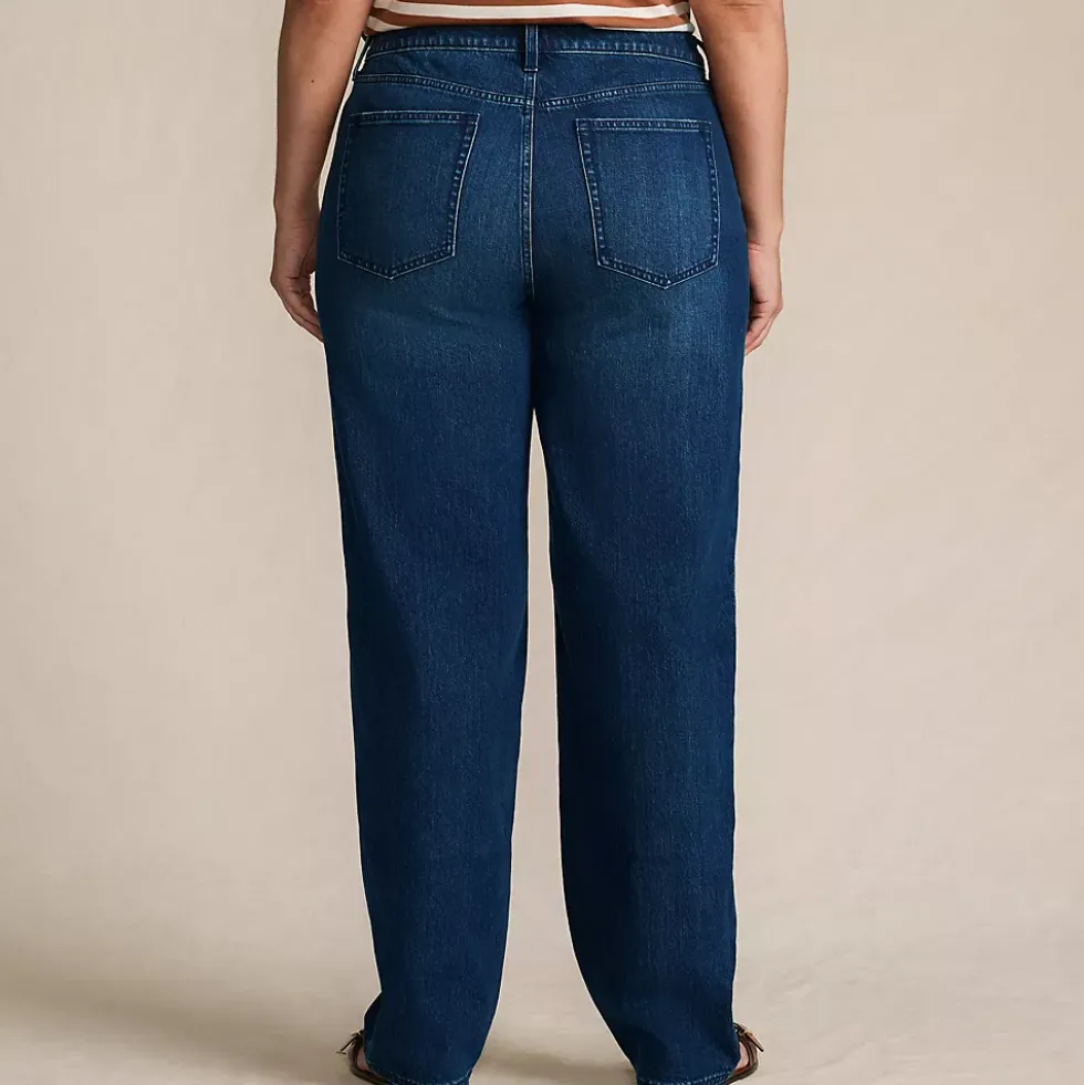 Women's Soft Denim Mid Rise Relaxed Straight Leg Jeans