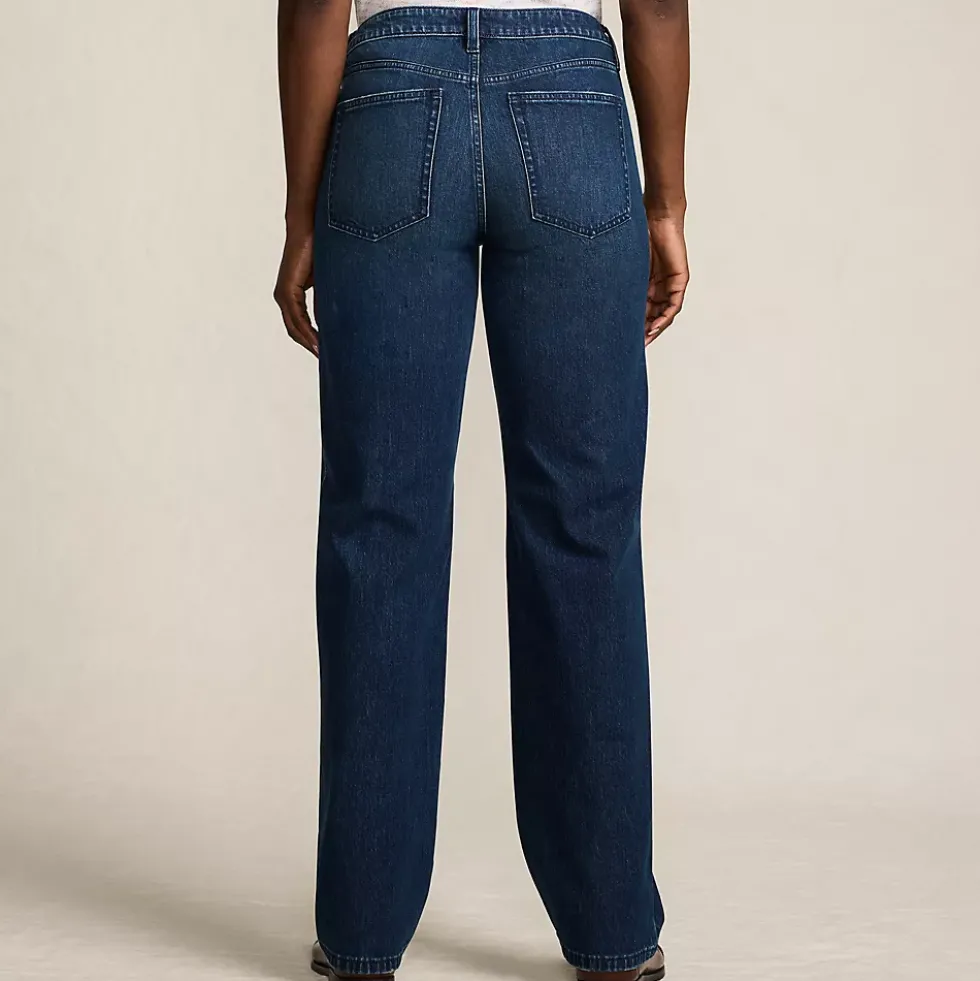Women's Soft Denim Mid Rise Relaxed Straight Leg Jeans