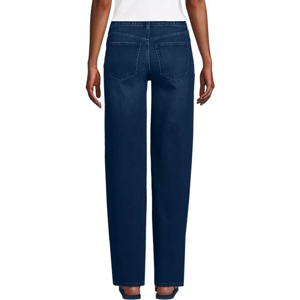 Women's Soft Denim Mid Rise Relaxed Straight Leg Jeans