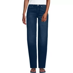Women's Soft Denim Mid Rise Relaxed Straight Leg Jeans