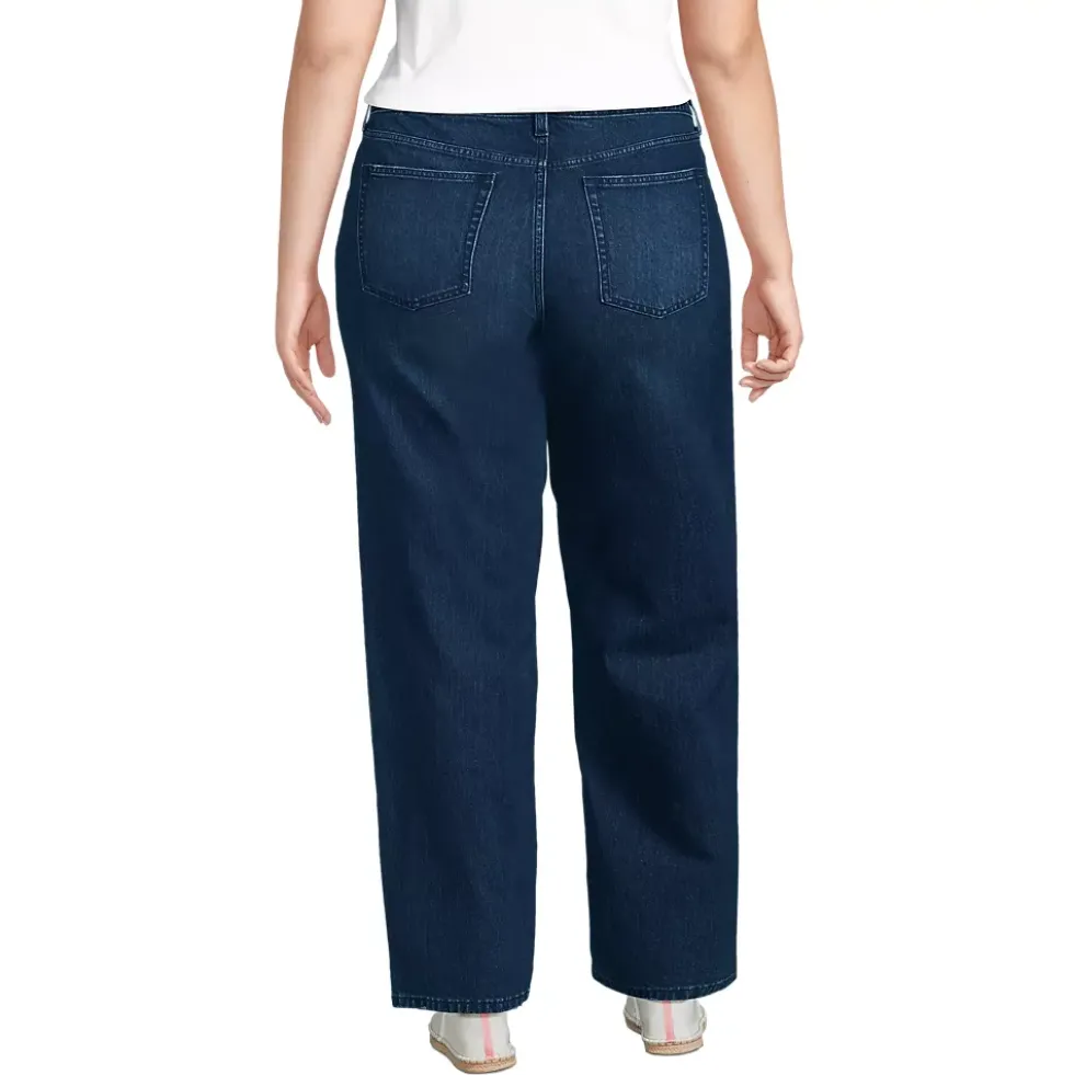 Women's Soft Denim Mid Rise Relaxed Straight Leg Jeans