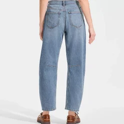 Women's Soft Denim Mid Rise Relaxed Barrel Leg Ankle Jeans