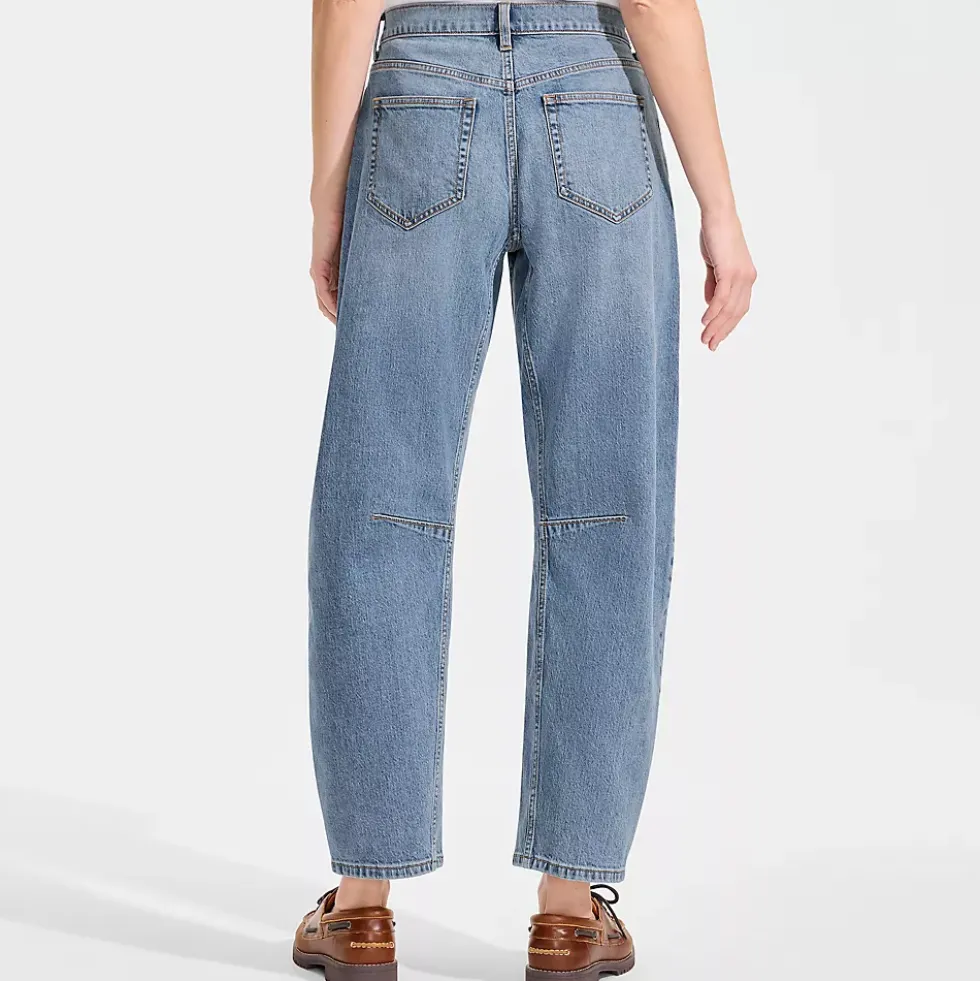Women's Soft Denim Mid Rise Relaxed Barrel Leg Ankle Jeans