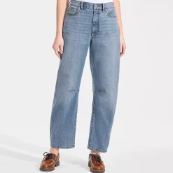 Women's Soft Denim Mid Rise Relaxed Barrel Leg Ankle Jeans