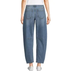 Women's Soft Denim Mid Rise Relaxed Barrel Leg Ankle Jeans