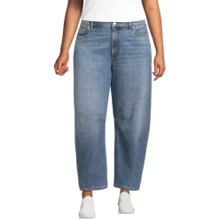 Women's Soft Denim Mid Rise Relaxed Barrel Leg Ankle Jeans