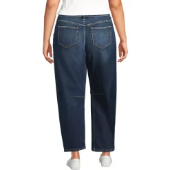 Women's Soft Denim Mid Rise Relaxed Barrel Leg Ankle Jeans