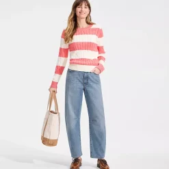 Women's Soft Denim Mid Rise Relaxed Barrel Leg Ankle Jeans