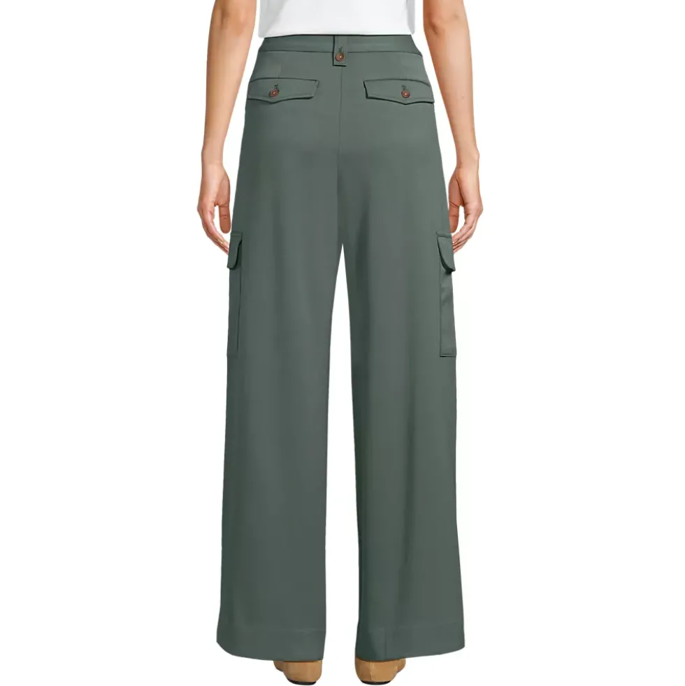 Women's Soft Polish Cargo High Rise Wide Leg Pants