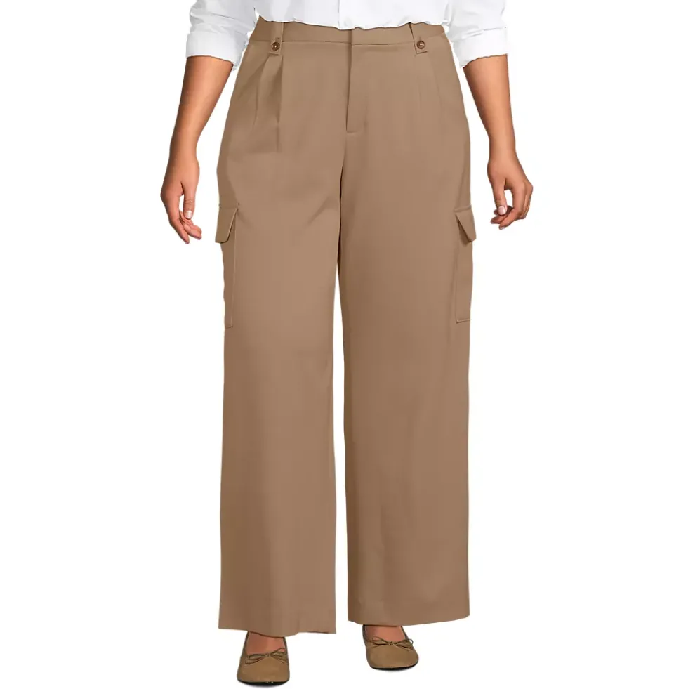 Women's Soft Polish Cargo High Rise Wide Leg Pants