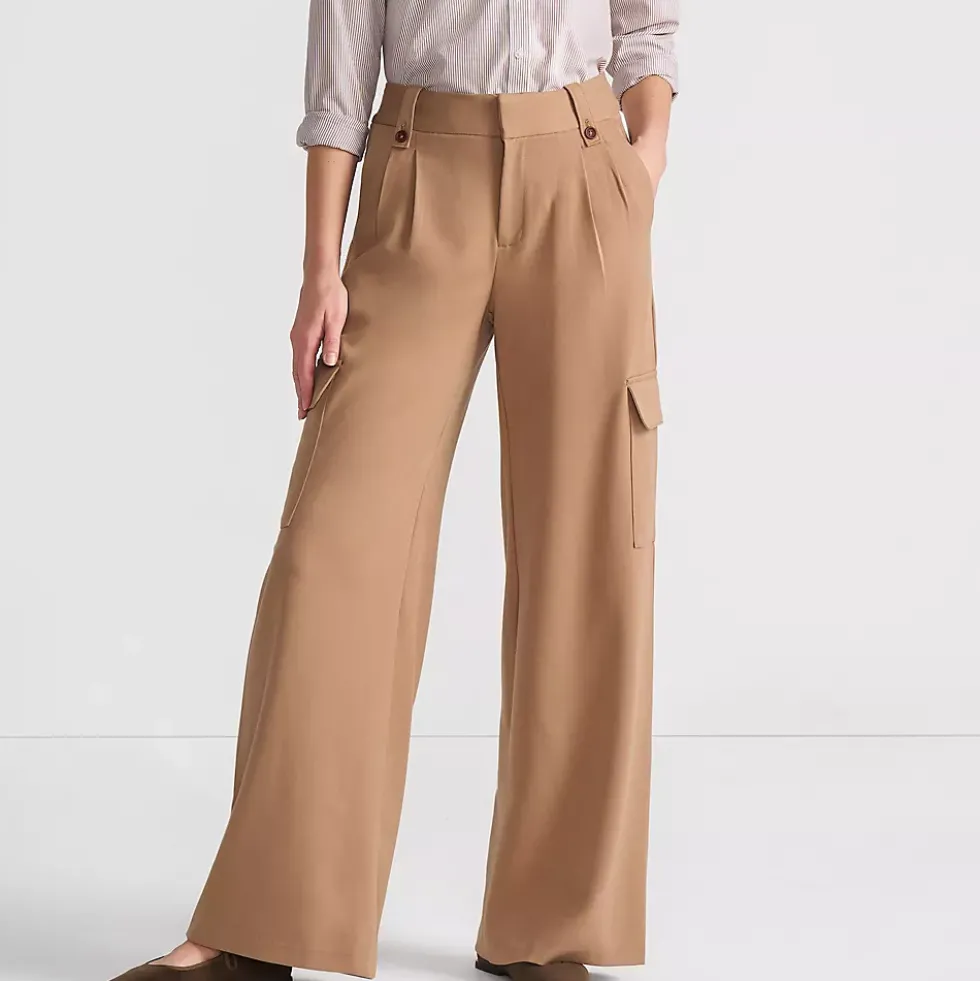 Women's Soft Polish Cargo High Rise Wide Leg Pants