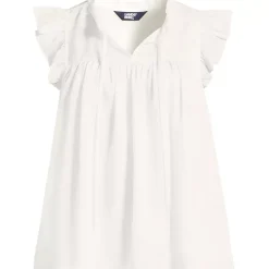 Women's Split Neck Satin Ruffle Blouse