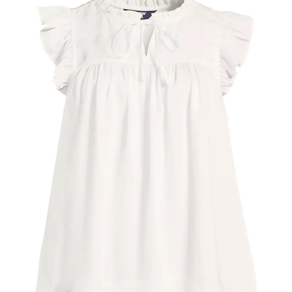 Women's Split Neck Satin Ruffle Blouse
