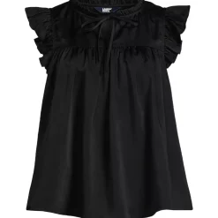 Women's Split Neck Satin Ruffle Blouse