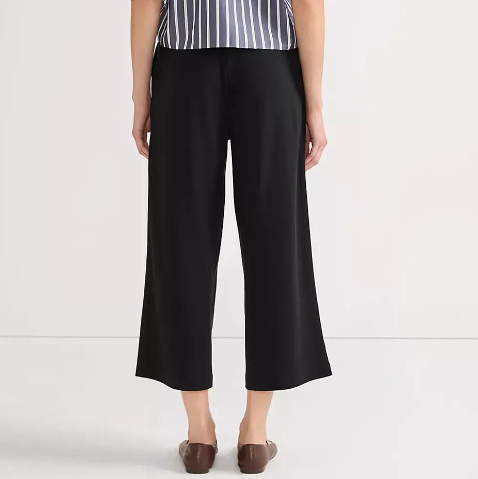 Women's Sport Knit Elastic Waist Wide Leg Crop Pants