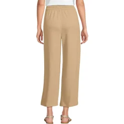 Women's Sport Knit Elastic Waist Wide Leg Crop Pants