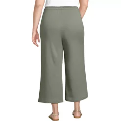 Women's Sport Knit Elastic Waist Wide Leg Crop Pants