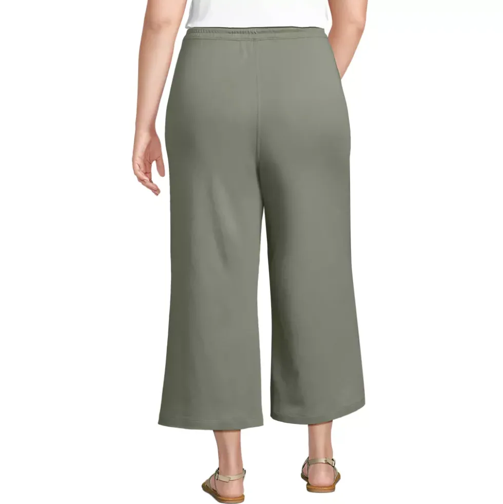 Women's Sport Knit Elastic Waist Wide Leg Crop Pants