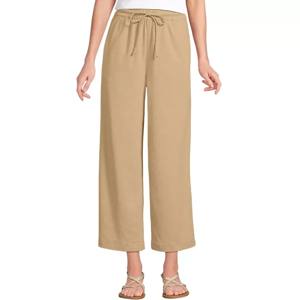Women's Sport Knit Elastic Waist Wide Leg Crop Pants