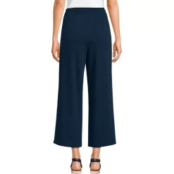 Women's Sport Knit Elastic Waist Wide Leg Crop Pants